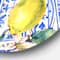 Designart - Lemon Ornament On Blue Geometrical Pattern I - Tropical Metal Circle Wall Art